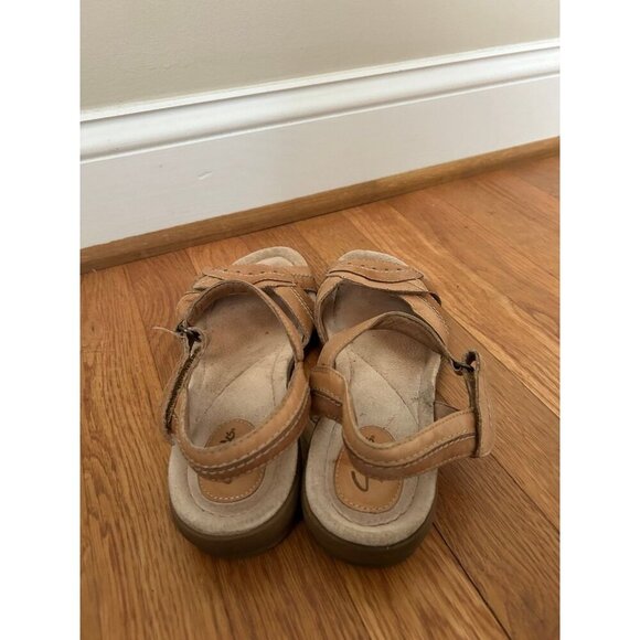 Clarks Reid Timber Wedge Sandal Tan Strappy Open Toe Women’s Size 9 - Picture 4 of 7